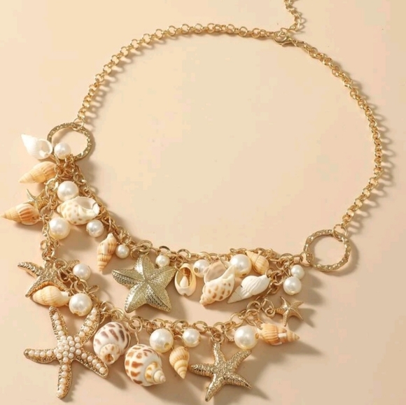 Conch & Faux Pearl Pendant Layered Necklace - Picture 4 of 4